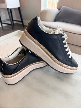 Dolce Vita Tinley Black Platform Sneakers with Blush stripe sole